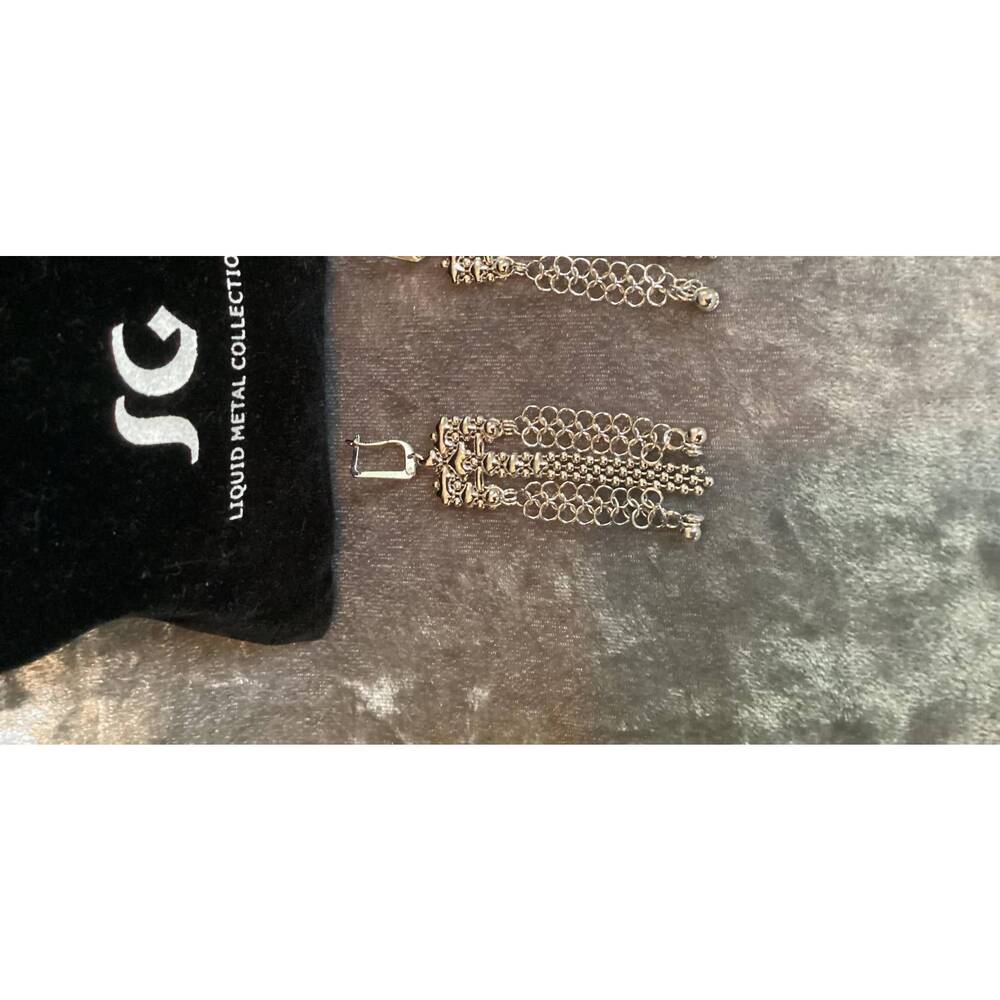 NEW SG LIQUID METAL chain drop earrings in chrome finish